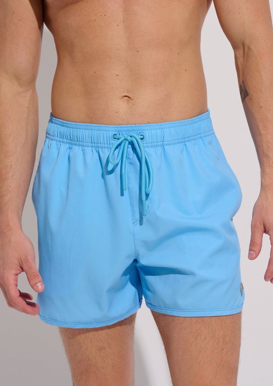 Men Everyday Sunday | Silk Blue Retro Swim Trunk