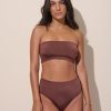 Women Everyday Sunday Swim Tops | Dark Brown Bandeau Bikini Top