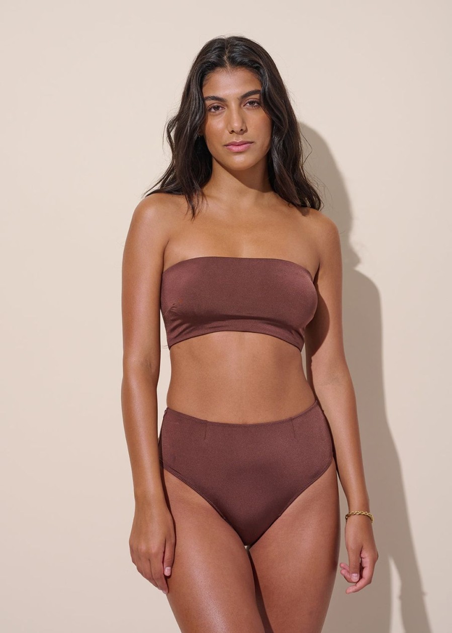 Women Everyday Sunday Swim Tops | Dark Brown Bandeau Bikini Top