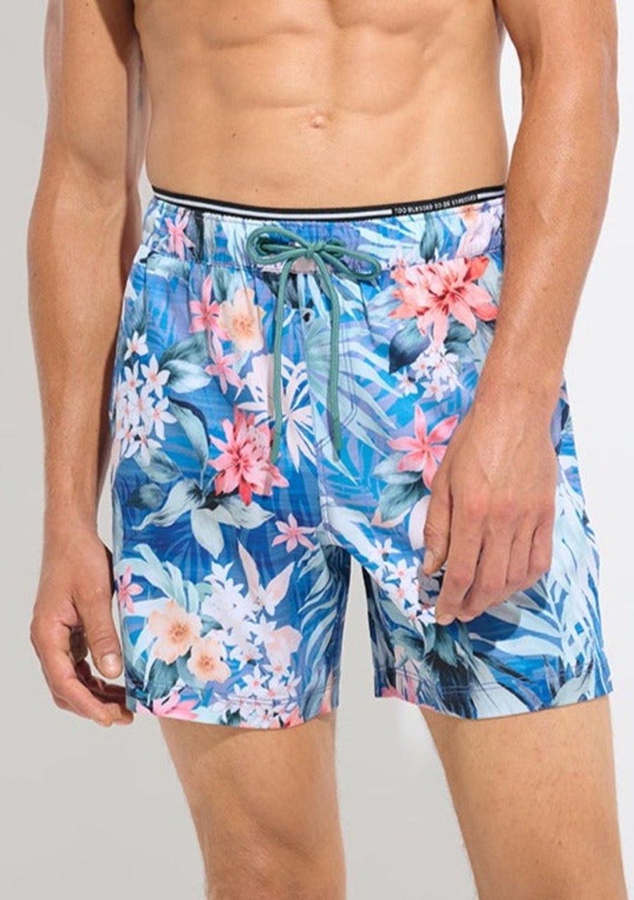 Men Everyday Sunday | Blue Tropical Sport Swim Short