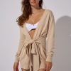 Women Everyday Sunday Beach Cover-Ups | Bleached Sand Knitted Cardigan