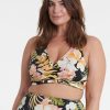 Women Everyday Sunday Swim Tops | Plus Size Black Bird D-Cup Crop Top