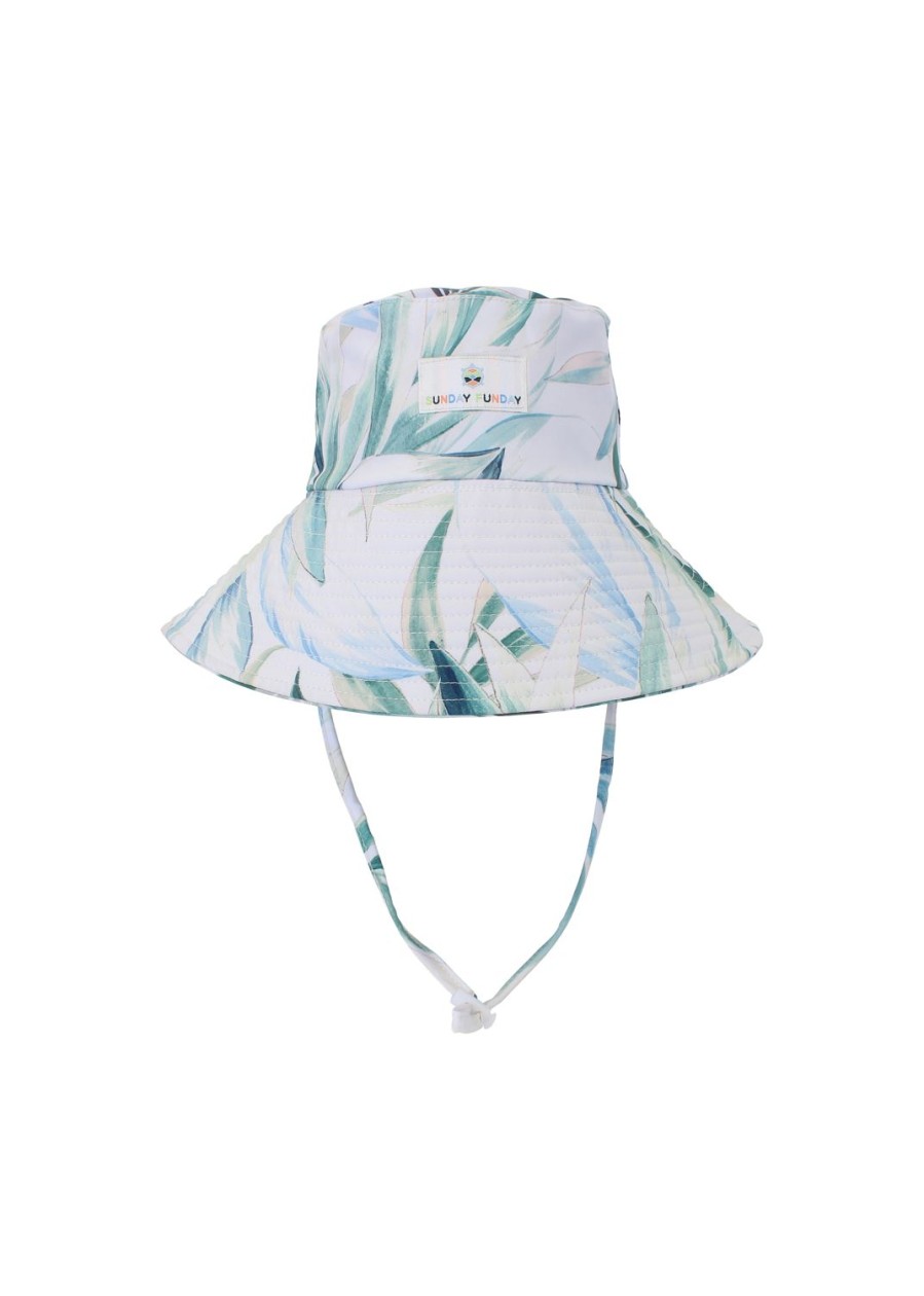 Kids Everyday Sunday | Unisex White Leafs Bucket Hat