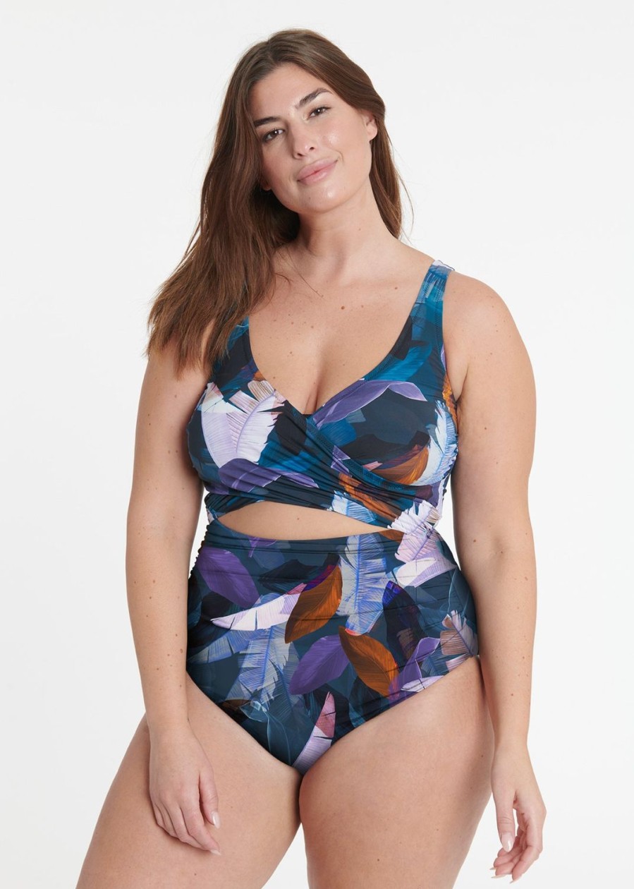 Women Everyday Sunday Body + | Plus Size Black Romance Wrap One-Piece