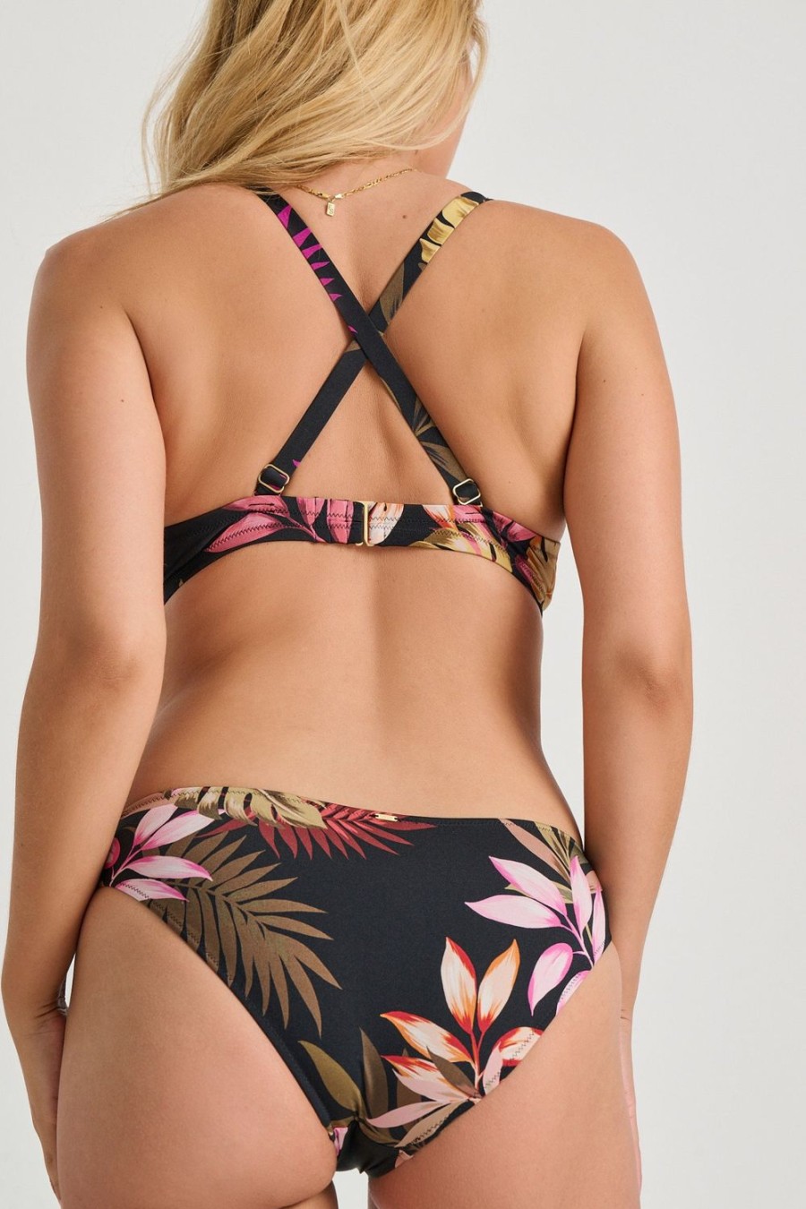 Women Everyday Sunday Swim Bottoms | Black Illusion Semi-High Waist Front Twist Bottom