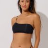 Women Everyday Sunday Swim Tops | Black Recycled One Shoulder Bikini Top