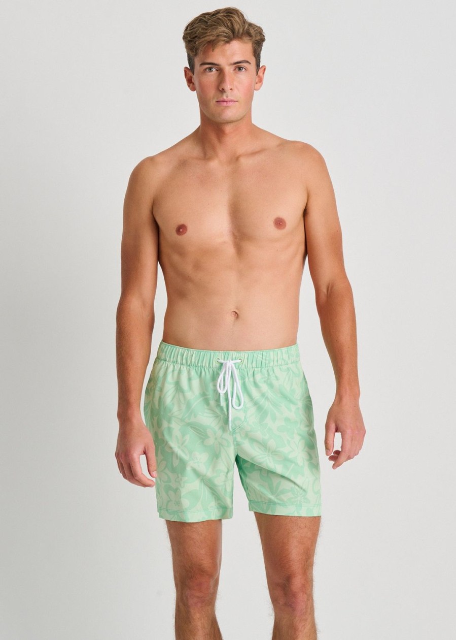 Men Everyday Sunday | Lime Floral Jacquard Recycled Casual Swim Trunks