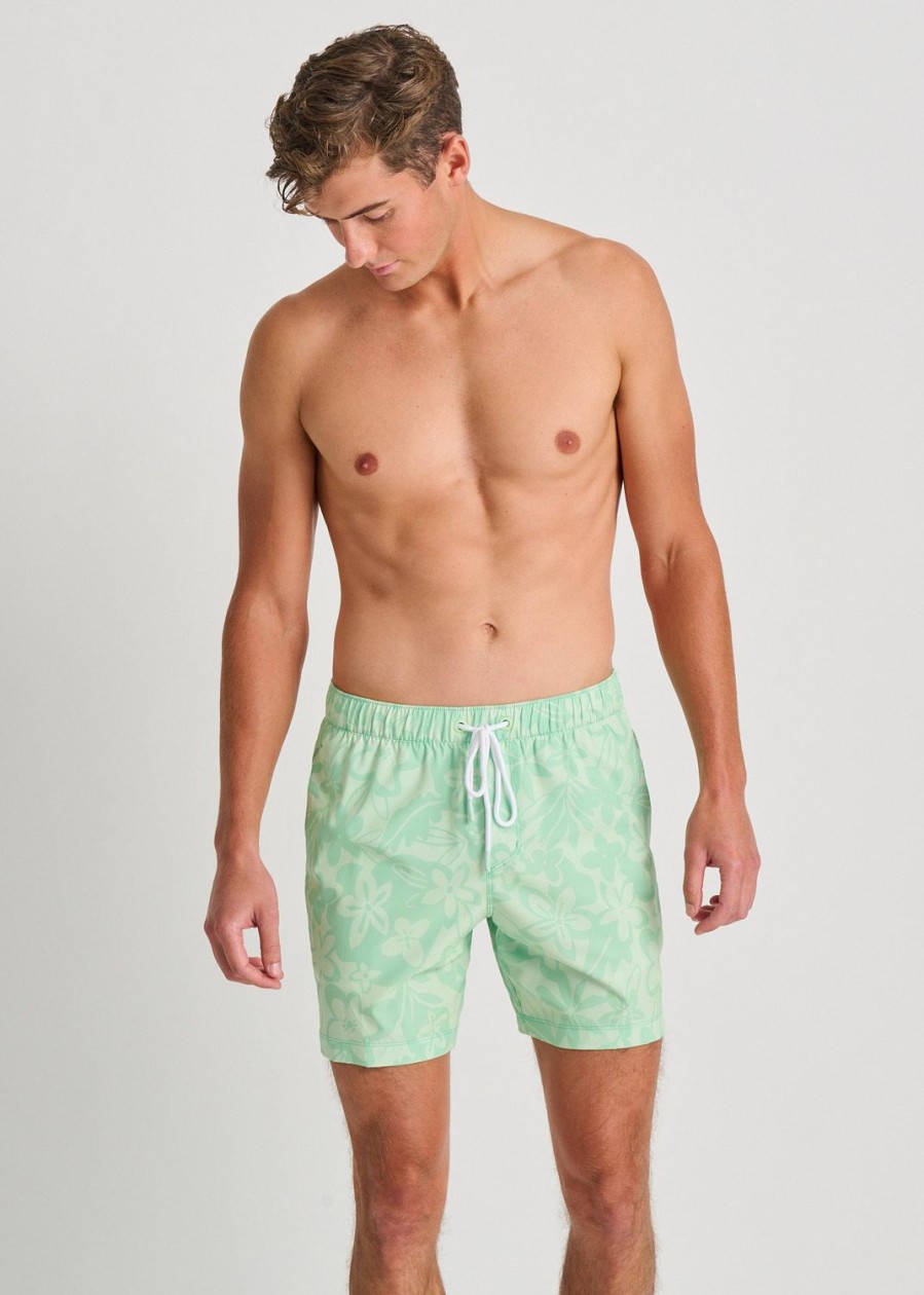 Men Everyday Sunday | Lime Floral Jacquard Recycled Casual Swim Trunks