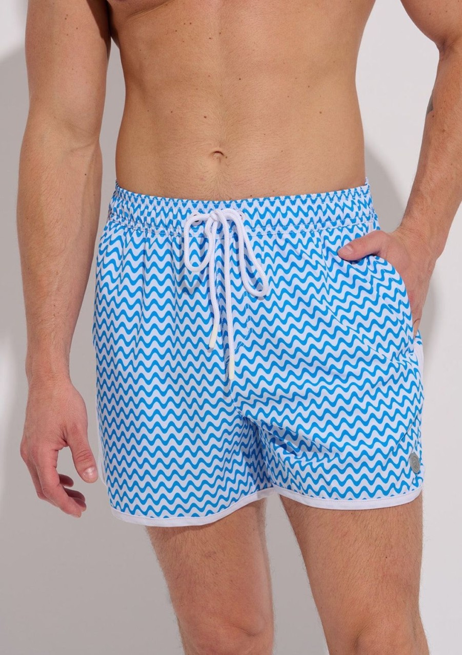 Men Everyday Sunday | Wave Stripe Retro Swim Trunk