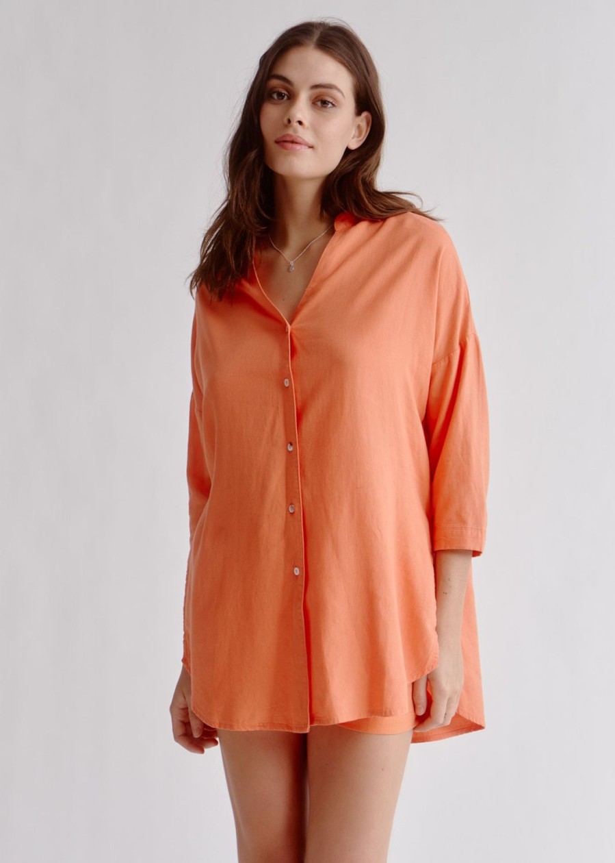 Women Everyday Sunday Beach Cover-Ups | Burnt Ochre Cover-Up Shirt