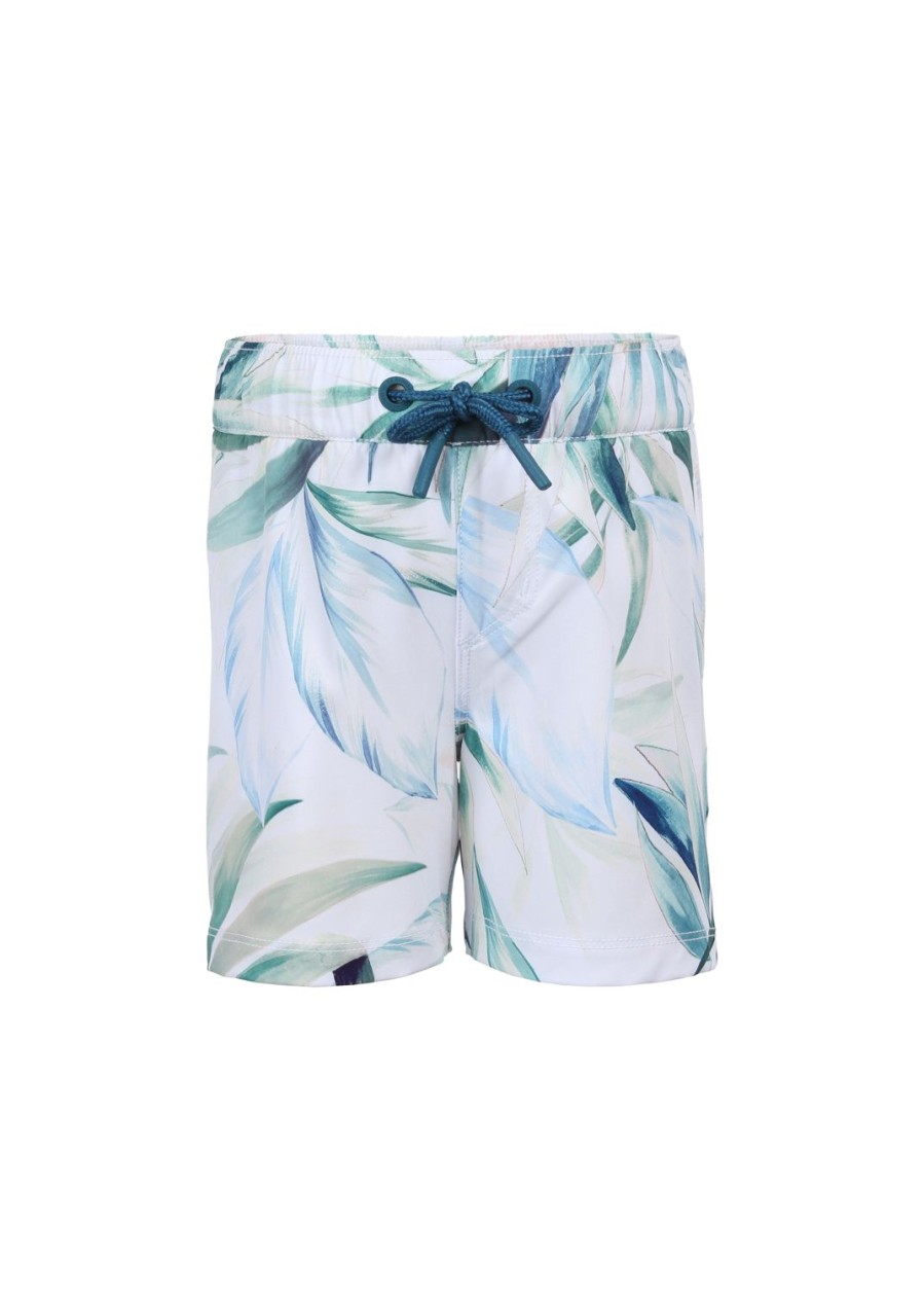 Kids Everyday Sunday | White Leafs Boy Casual Swim Trunk