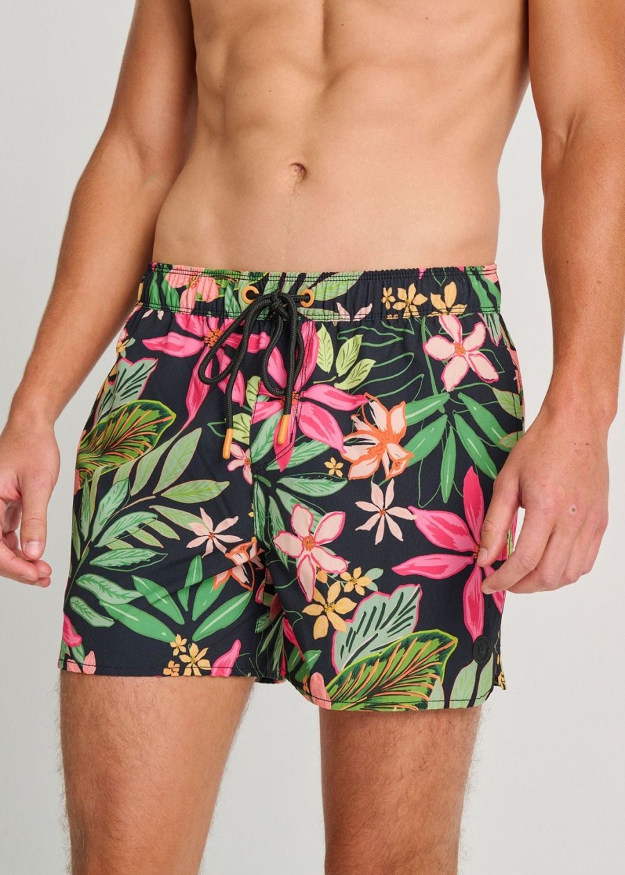 Men Everyday Sunday | Black Beach Recycled Retro 2 Swim Trunks