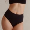 Women Everyday Sunday Swim Bottoms | Black Retro High Waist Bottom