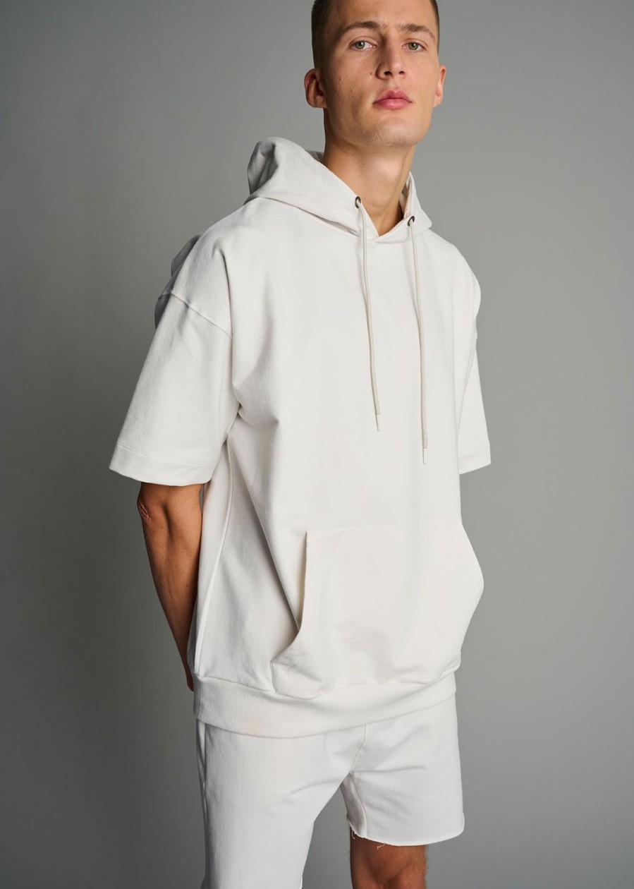 Men Everyday Sunday | Cream Short Sleeve Comfort Hoodie