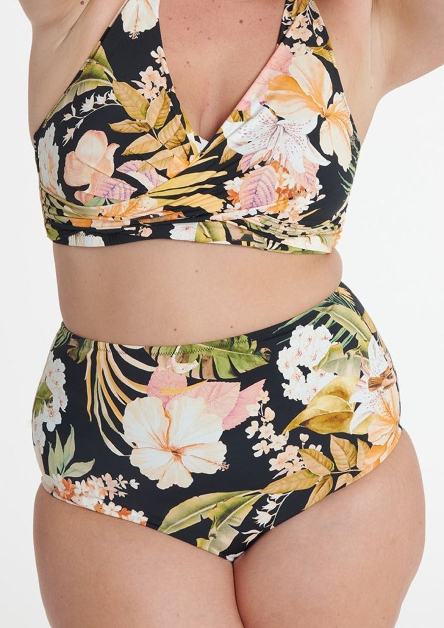 Women Everyday Sunday Swim Bottoms | Plus Size Black Bird High Waist Bikini Bottom