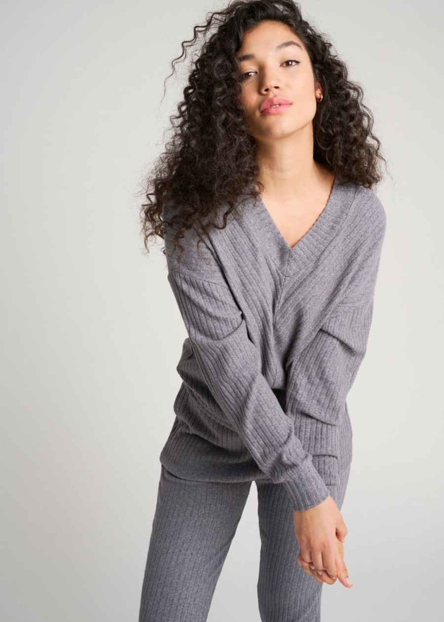 Women Everyday Sunday Loungewear | Cool Gray Recycled Leisure V-Neck