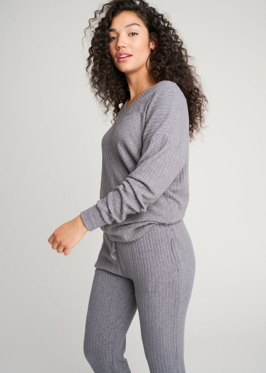 Women Everyday Sunday Loungewear | Cool Gray Recycled Leisure V-Neck