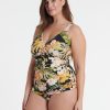 Women Everyday Sunday Swim Tops | Plus Size Black Bird Wrap Tankini Top