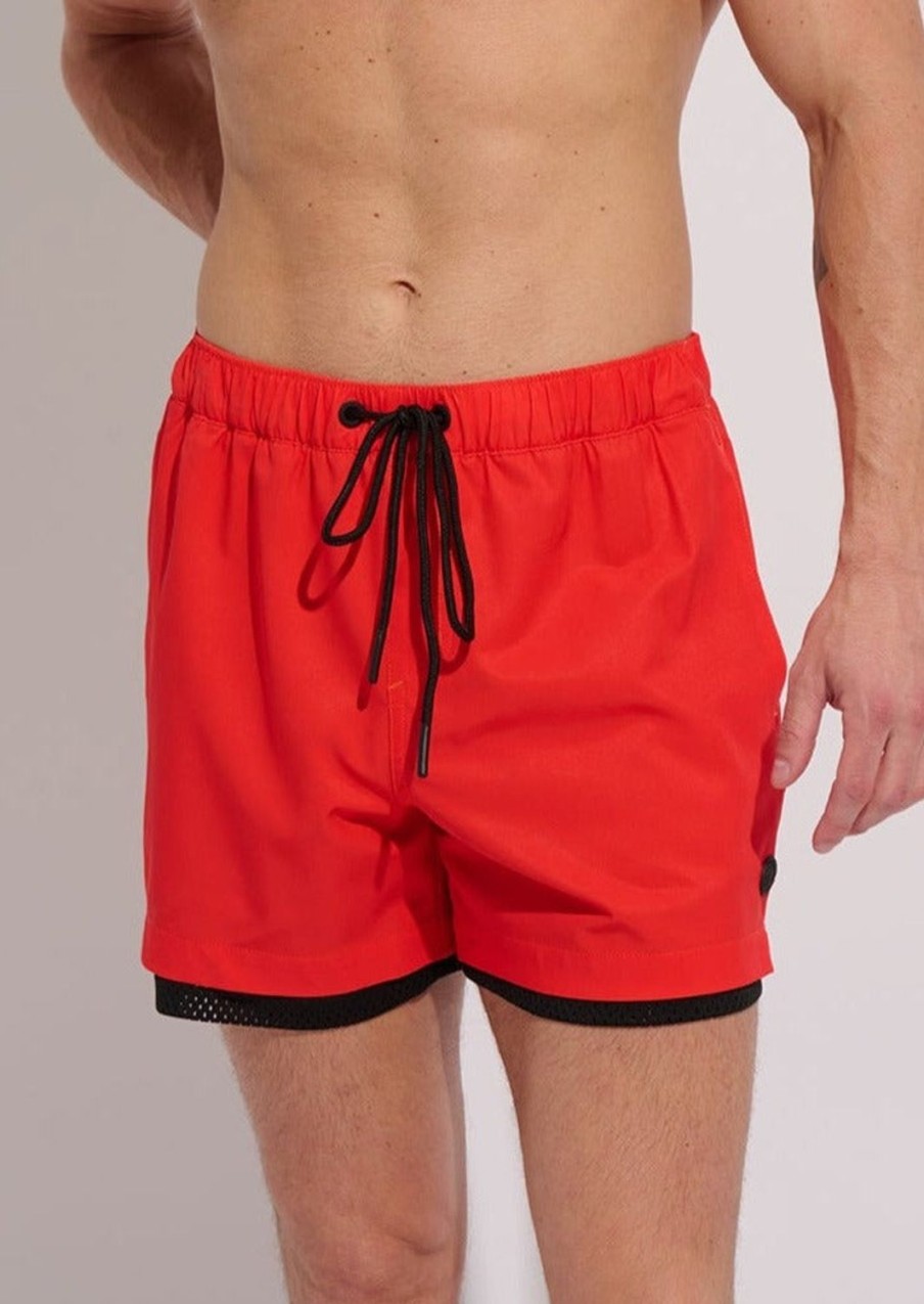 Men Everyday Sunday | Imperial Red Double Layer Swim Trunk