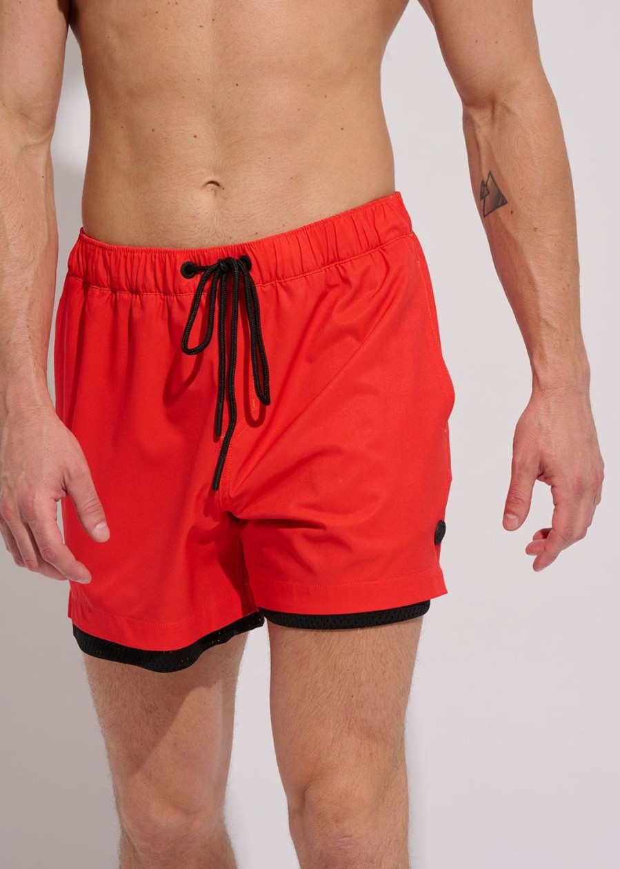 Men Everyday Sunday | Imperial Red Double Layer Swim Trunk