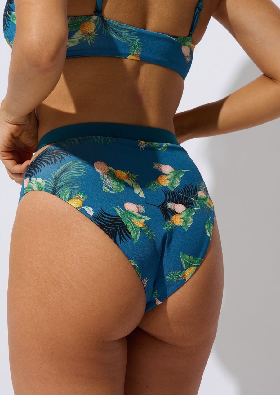 Women Everyday Sunday Swim Bottoms | Blue Coral Reversible High Waist Bottom