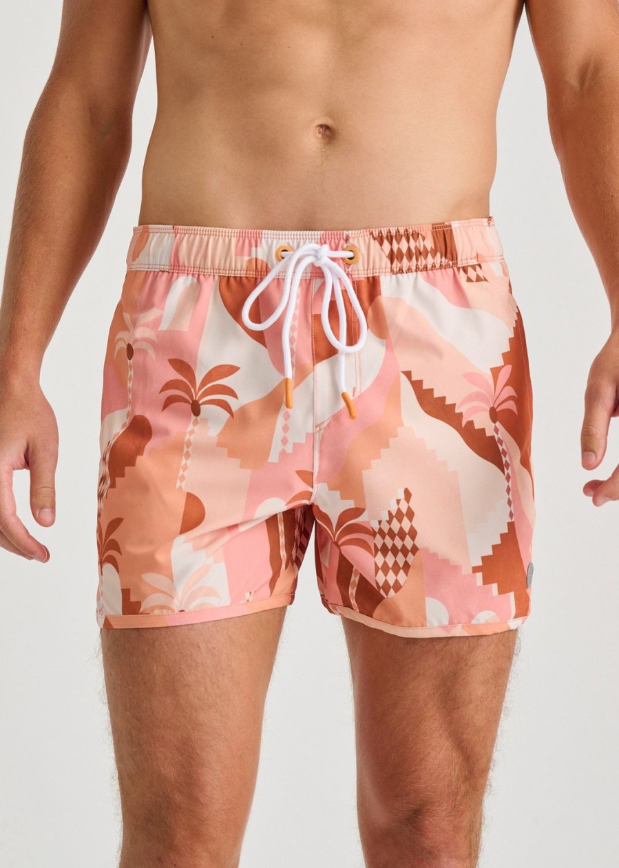 Men Everyday Sunday | Deco Palm Trees Recycled Retro Swim Trunks