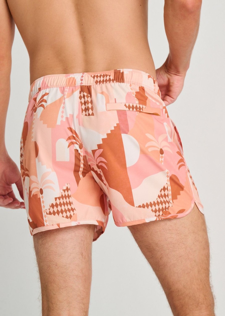 Men Everyday Sunday | Deco Palm Trees Recycled Retro Swim Trunks