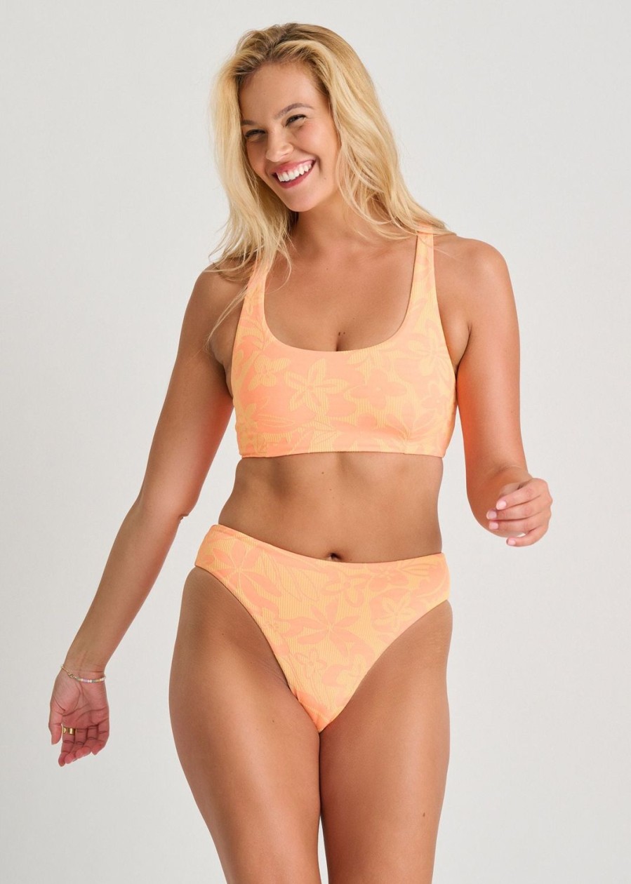 Women Everyday Sunday Swim Tops | Neon Floral Jacquard Bikini Top