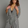 Women Everyday Sunday Loungewear | Black Stripe Recycled Kimono Robe