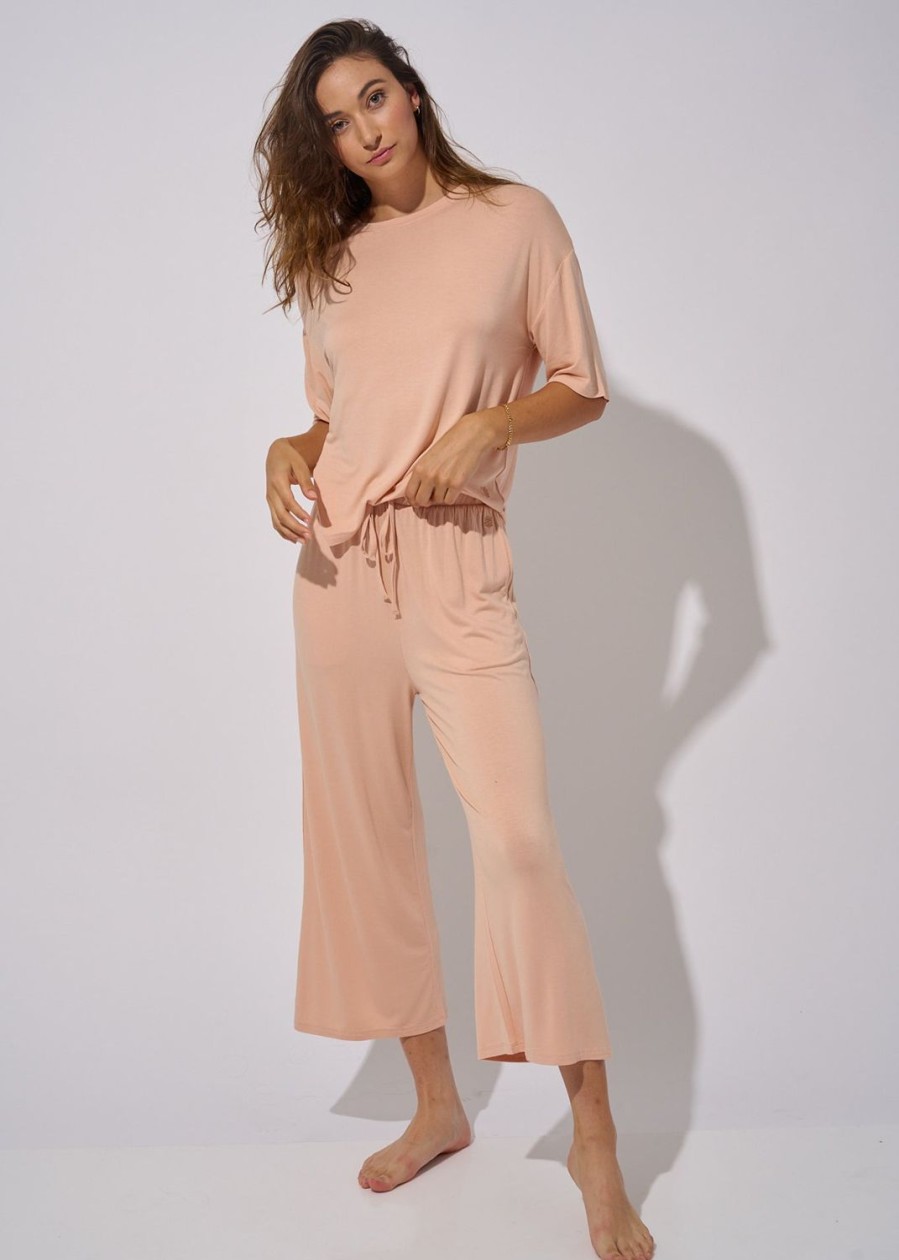 Women Everyday Sunday Sleepwear | Peach Everyday Cropped Pant