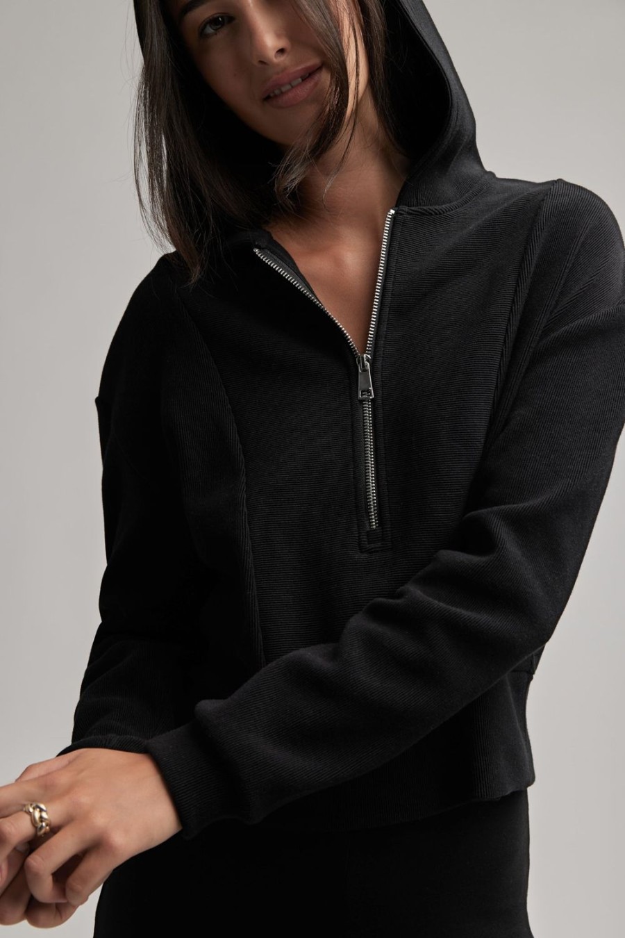 Women Everyday Sunday Loungewear | Black Leisure Zipper Hoodie