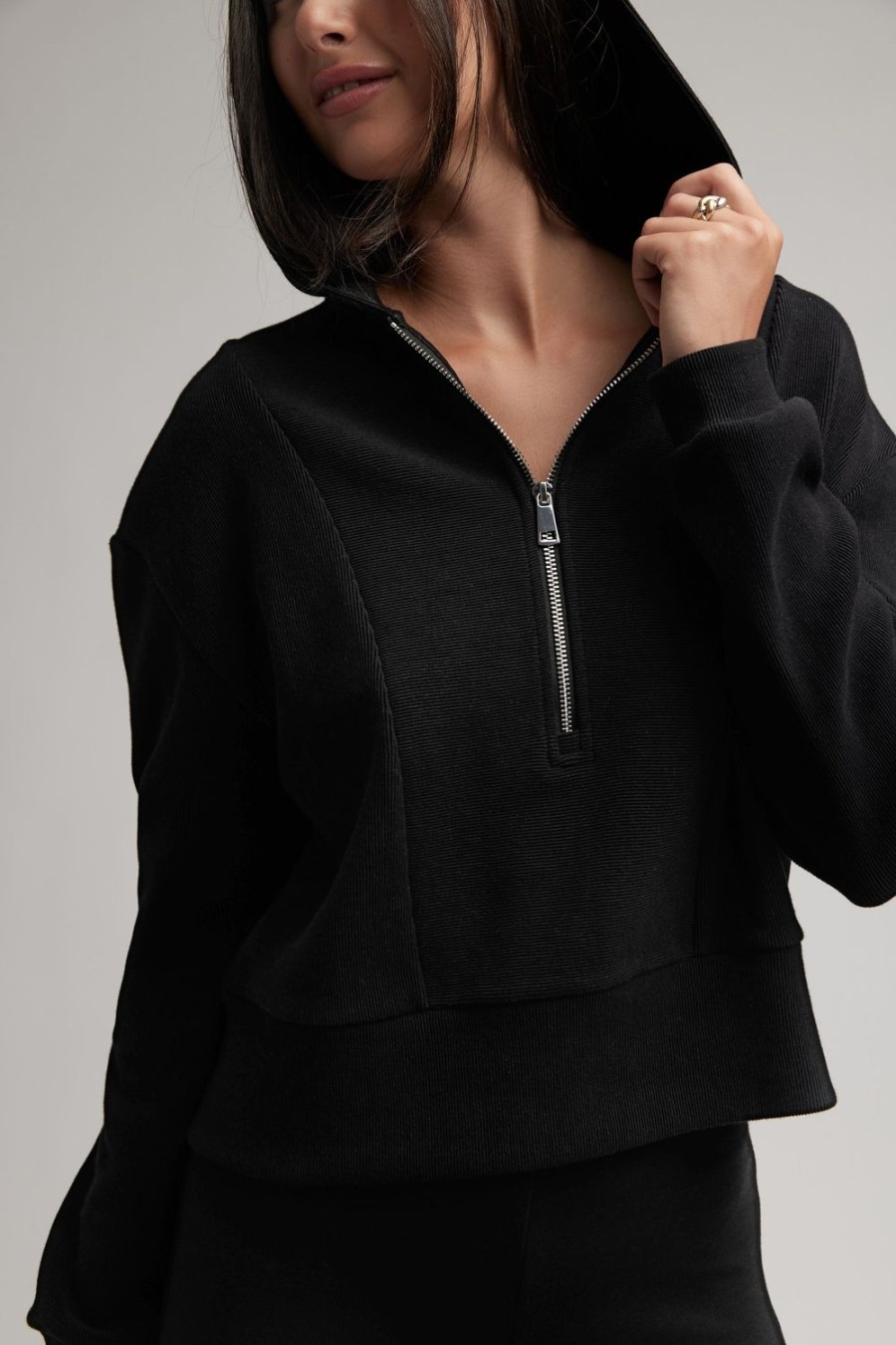 Women Everyday Sunday Loungewear | Black Leisure Zipper Hoodie