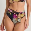 Women Everyday Sunday Swim Bottoms | Black Illusion Retro High Waist Bottom