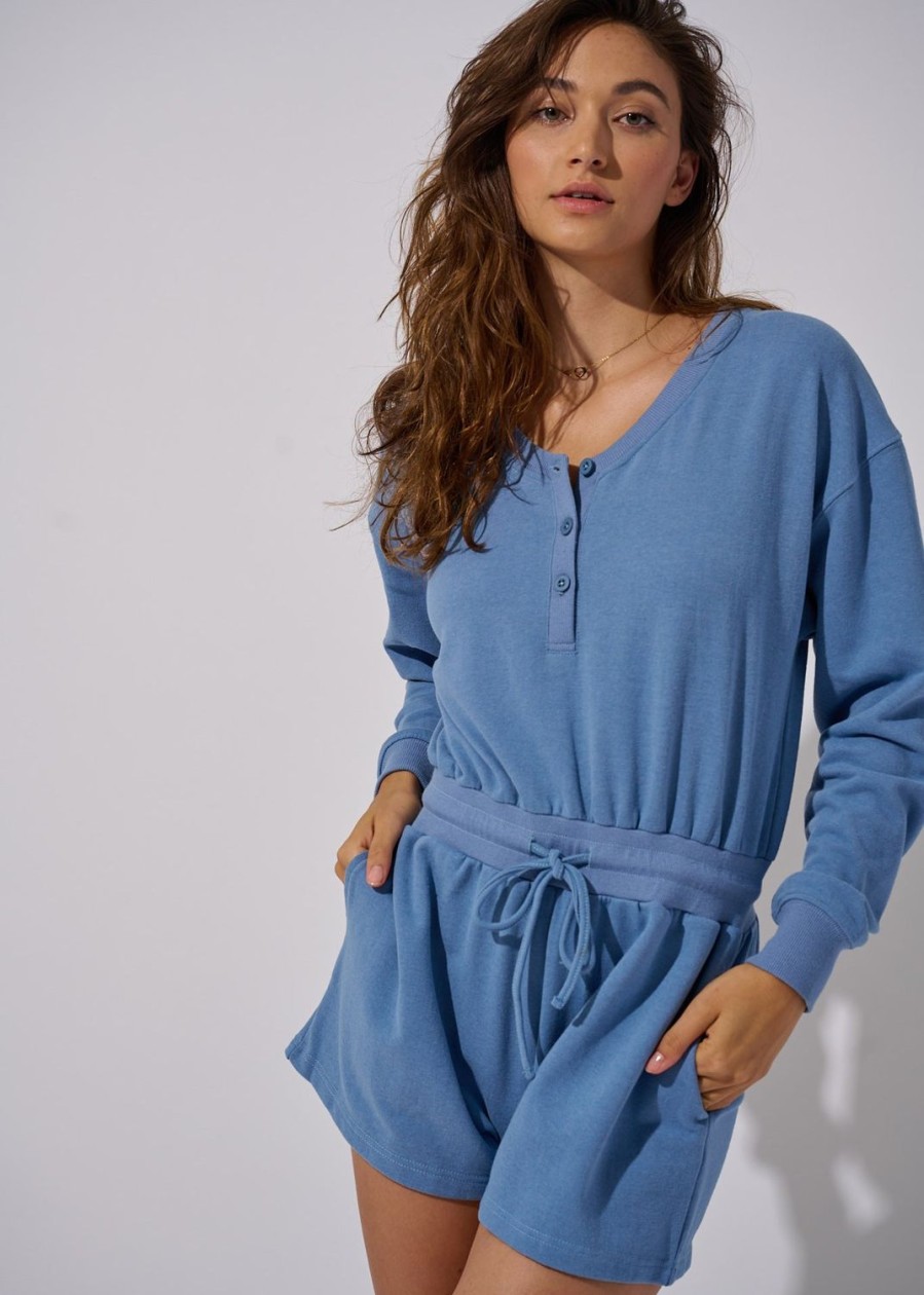 Women Everyday Sunday Loungewear | Steel Blue Recycled Comfort Jumpsuit