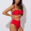 Women Everyday Sunday One-Pieces | Fiery Red Recycled Lace-Up One-Piece